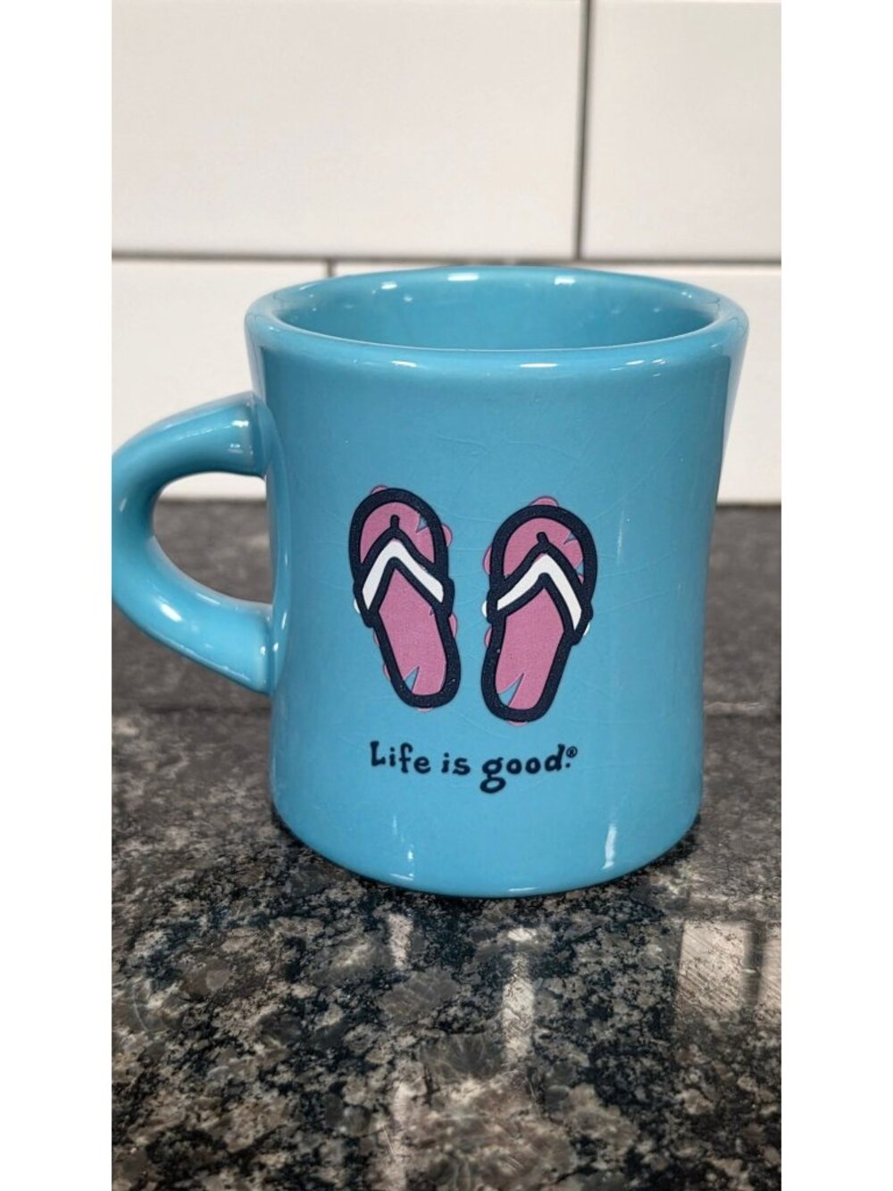 LIFE IS GOOD BLUE TEAL FLIP FLOPS CERAMIC COFFEE TEA MUG CUP DO WHAT YOU LIKE